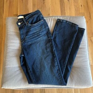Levi’s signature jeans. Straight leg, dark wash.